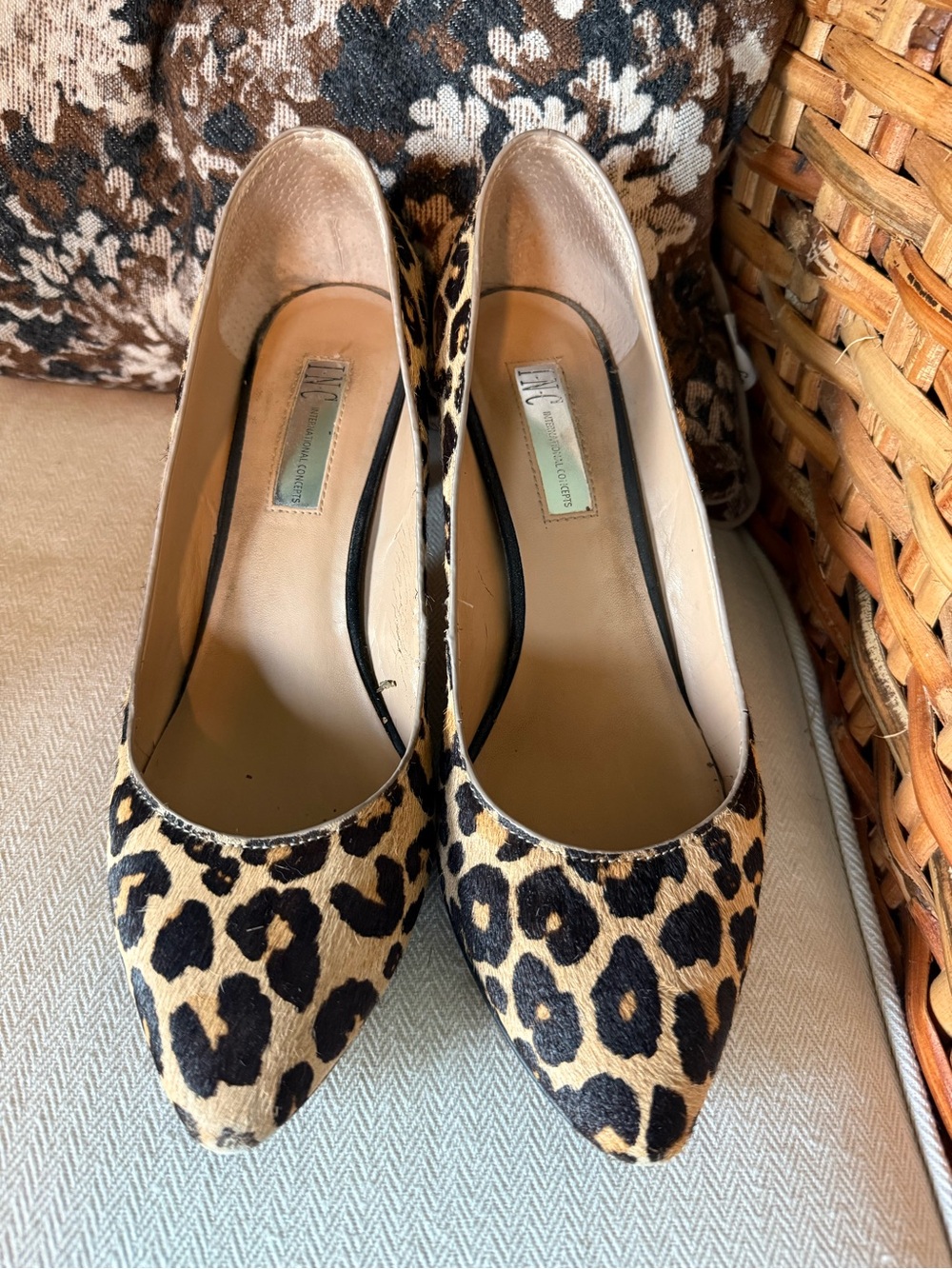 Calf Hair Leopard Print Pumps